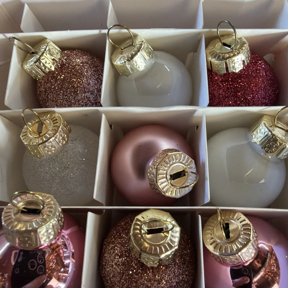 Target Wondershop Handcrafted Miniature Christmas Ornament Set 16 Pinks White